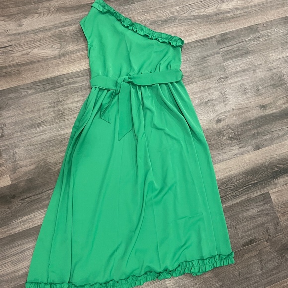 Celestedress Ruffle One Shoulder Dress, NWOT, L, Green - Picture 4 of 6